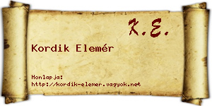 Kordik Elemér névjegykártya