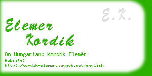 elemer kordik business card